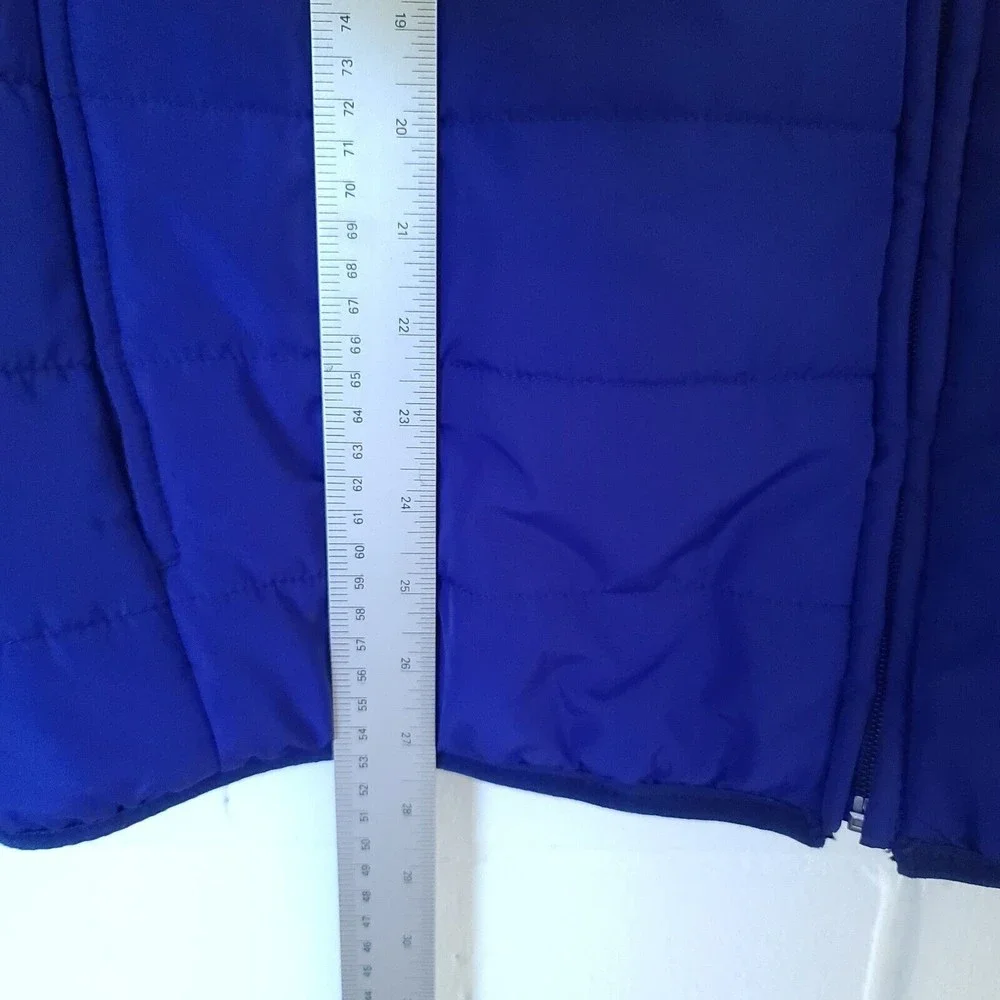 Chaps Quilted Puffer Zip-Up Vest Jacket Men's LG Sleeveless Blue Mock Neck